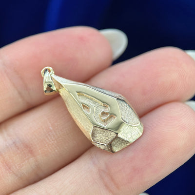 14k Yellow Gold Arcane Runestone Indented 1inch Custom Pendant