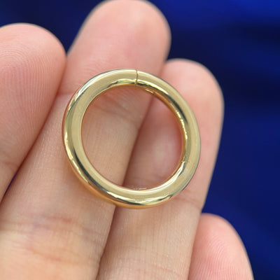 18k Yellow Gold 3mm Round 22mm Outer Diameter Custom Seamless Hoop, 6.5 gram, Single Earring
