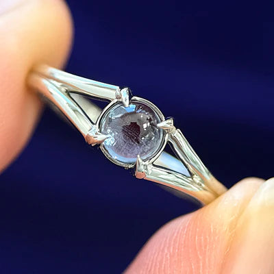 14k Champagne Gold 4 claw prongs low set 5mm Lab Alexandrite Split Shank Custom Ring Size 7