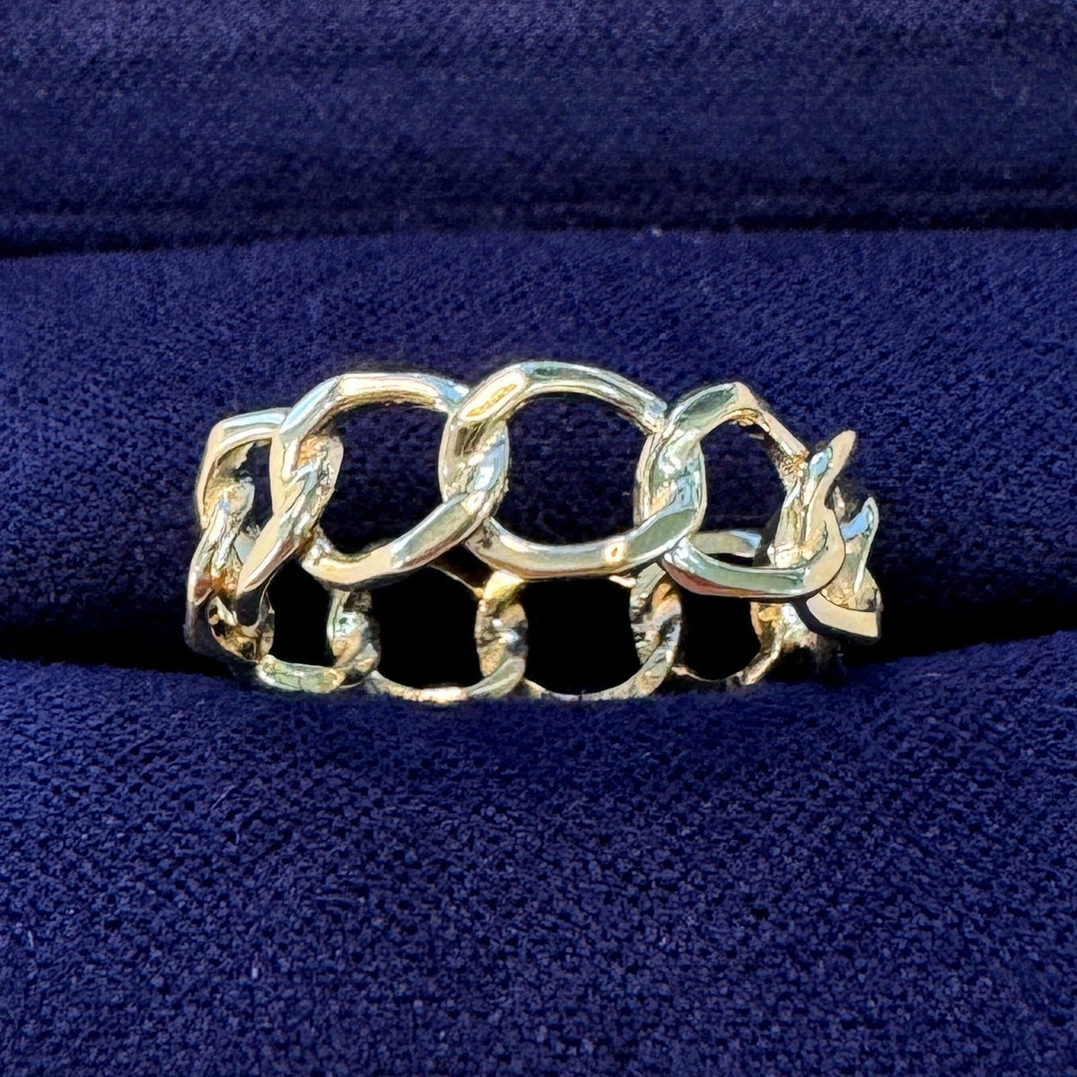 14k Yellow Gold Customer's Ring Melted and Remade into Curb Chain Custom Ring, Size 5