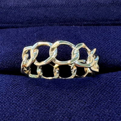 14k Yellow Gold Customer's Ring Melted and Remade into Curb Chain Custom Ring, Size 5