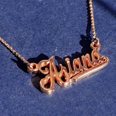 14k Rose Gold Nameplate with Hearts Custom Necklace