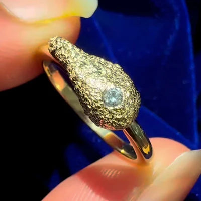 14k Yellow Gold 3D Chicken Wing on 2mm Band Custom Engagement Ring
