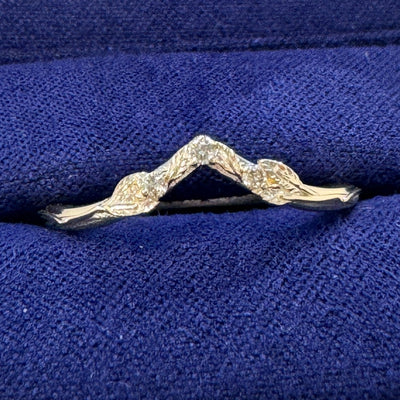 14k Yellow Gold Prongs-set 3pc 1.5mm Round Champagne Diamonds on 1.8mm Leaves Band Custom Ring, size 8.5