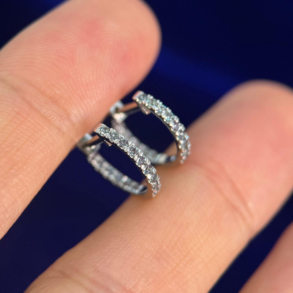 950 Platinum 1.2mm Lab Alexandrites Inside-out Small Huggie Hoops Custom Earrings Pair