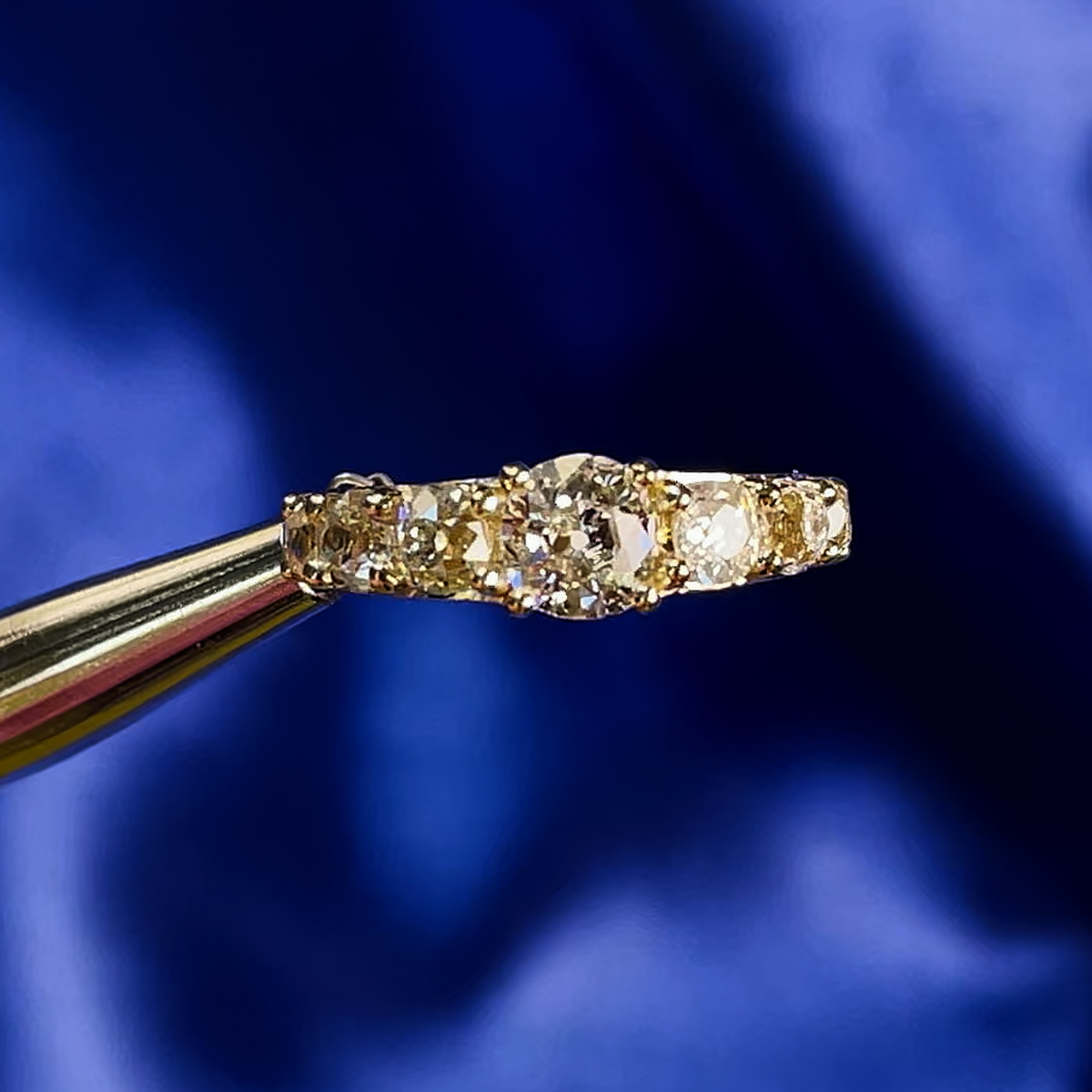 18k Yellow Gold with Antique Old Mine Diamonds Vintage Engraved Custom Ring