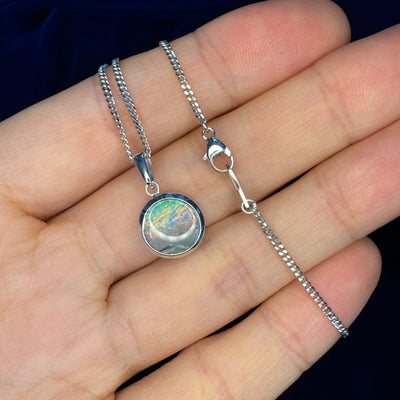 Australian Opal Necklace on model's hand