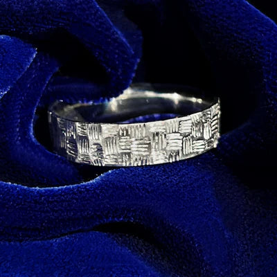 950 Platinum 6mm Band with Basket Weave Texture Custom Ring