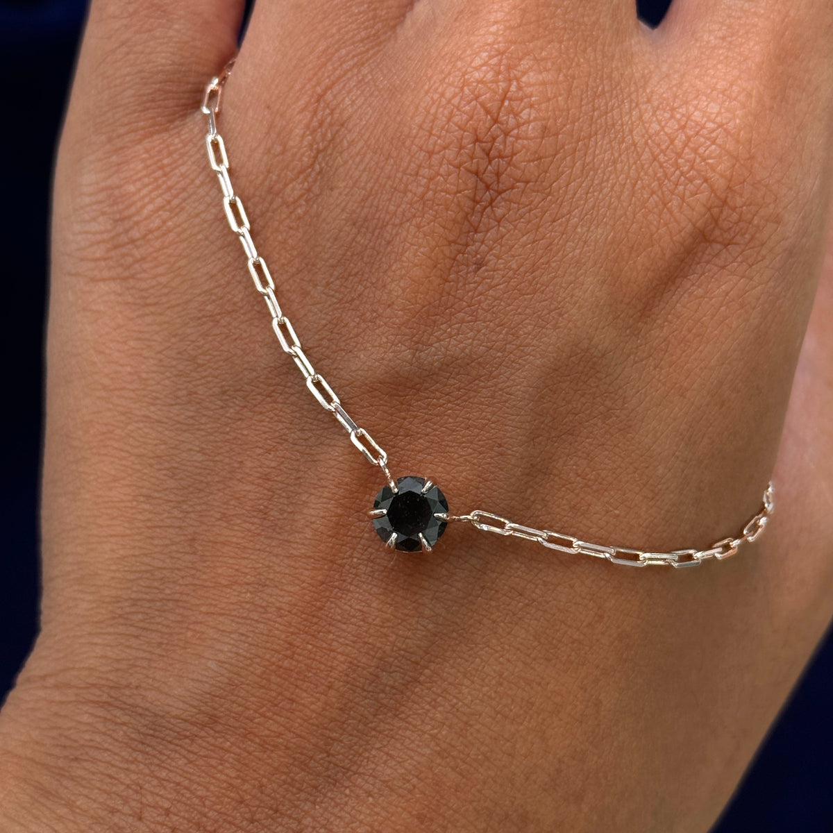 14k Rose Gold Claw Prong set 1.5ct Black Round Diamond Custom Butch Chain Necklace