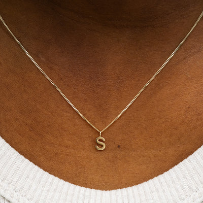 Block Initial Charm Necklace