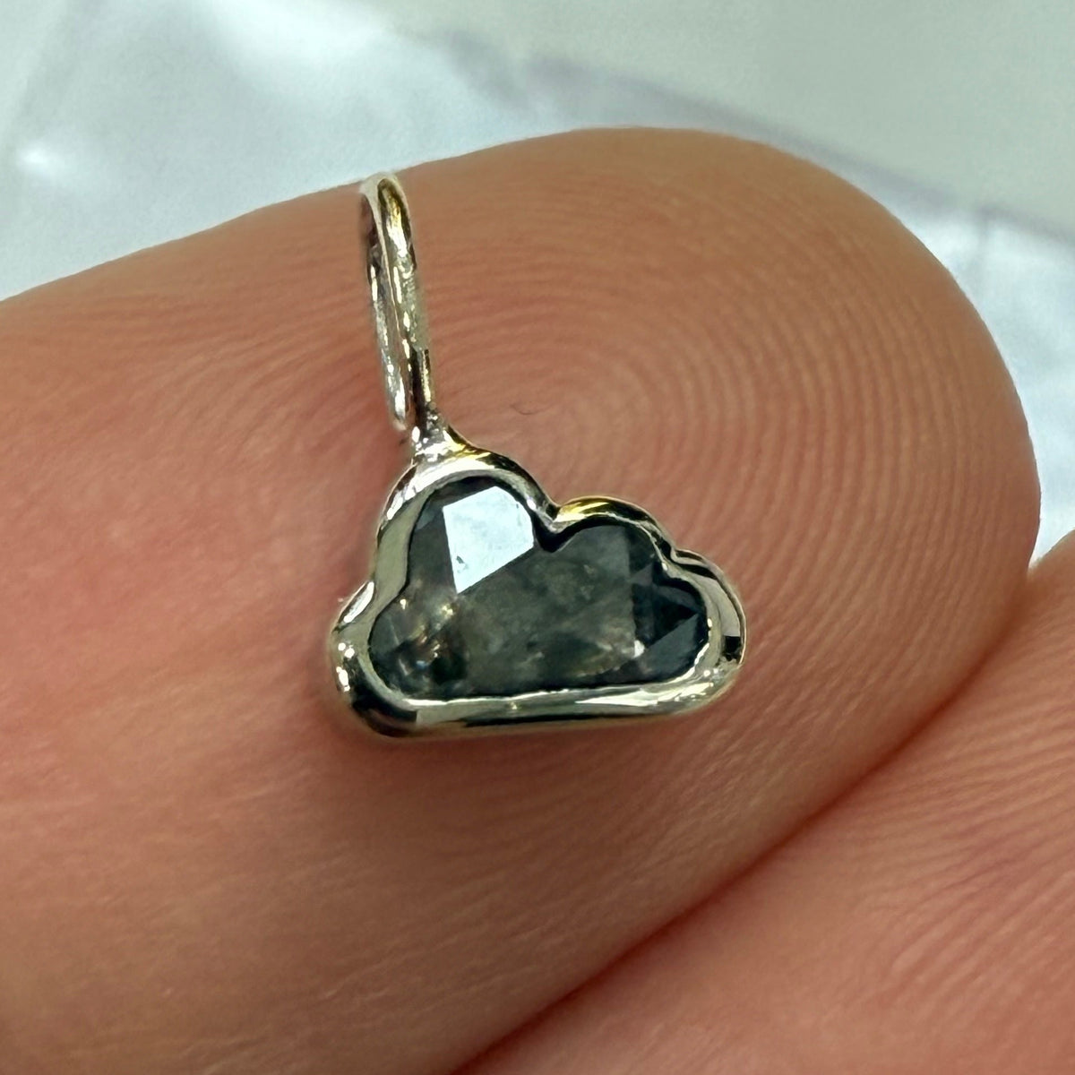 14k Champagne Gold & Bezel-set 0.20ct Cloud Salt-and-pepper Diamond Custom Charm