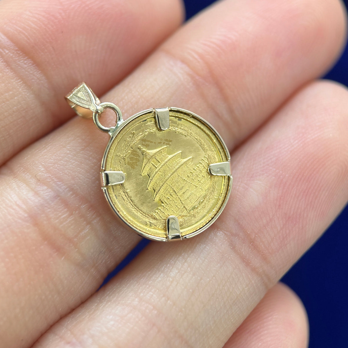 14k Yellow Gold Bezel-set Customers 24k Coin Custom Pendant with Bail