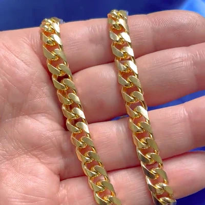 14k Yellow Gold 7.1mm Width  17.5 Inch length Custom Miami Chain