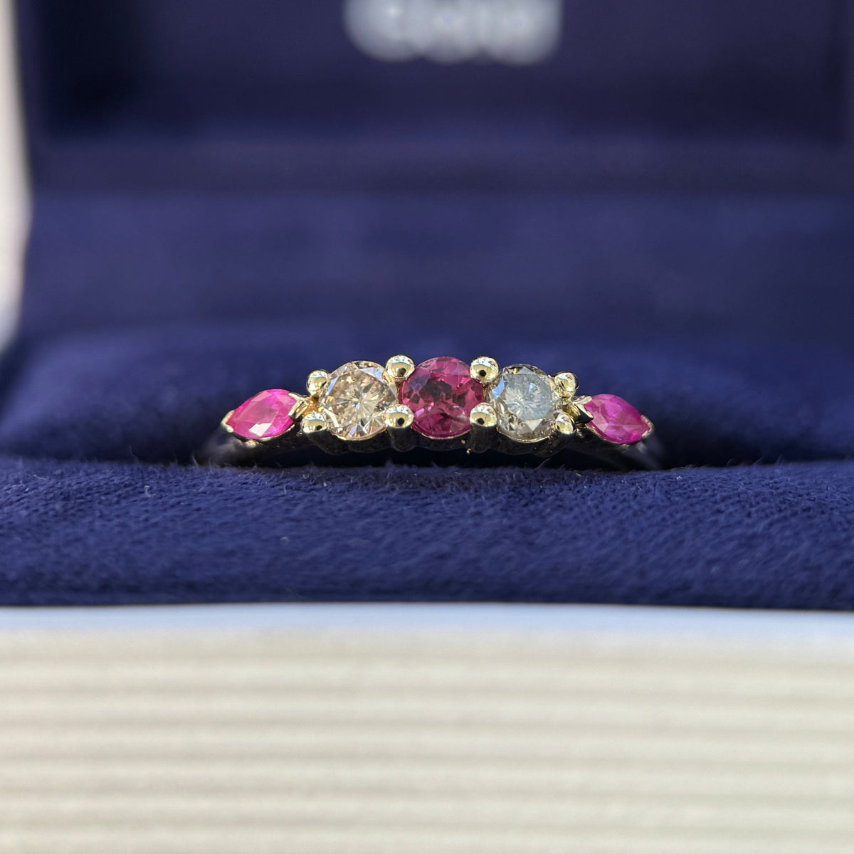 14k Yellow Gold Customer’s Gems w/ Set of 1. 2mm Natural Diamonds Custom Cluster Ring