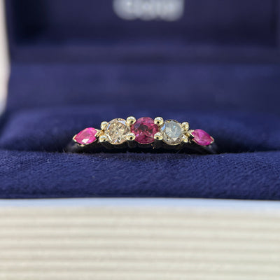 14k Yellow Gold Customer’s Gems w/ Set of 1. 2mm Natural Diamonds Custom Cluster Ring