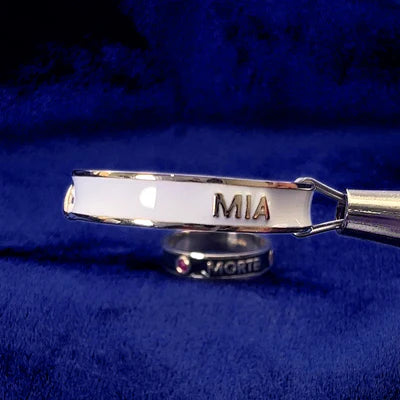 14K Yellow Gold White and Black Enamel with Name Custom Rings Set