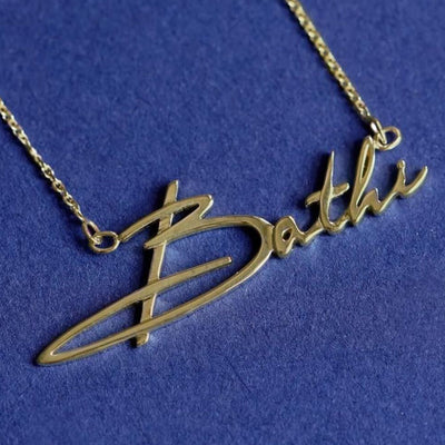 14k Yellow Gold Cursive Nameplate Custom Necklace