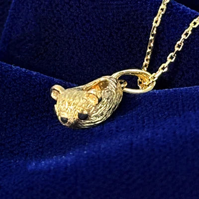 14k Yellow Gold Custom 10mm Tall Panda Slipper Pendant
