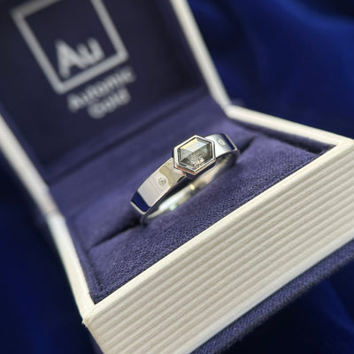 950 Platinum and 1.18ct Hexagon Salt and pepper Diamond Ring