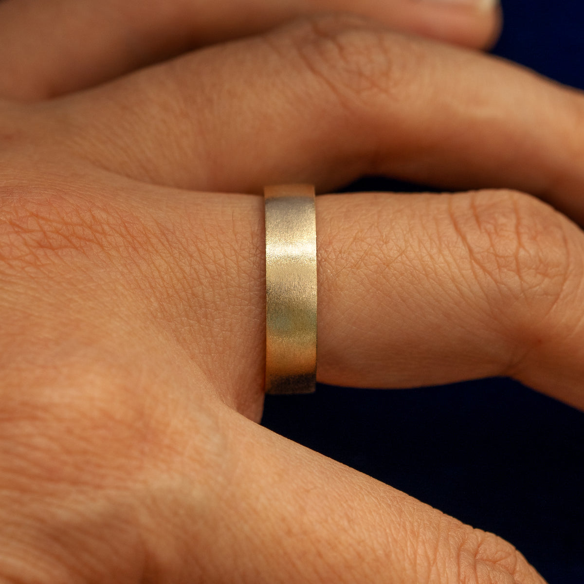 Side view of a Industrial Matte Band on a model's finger