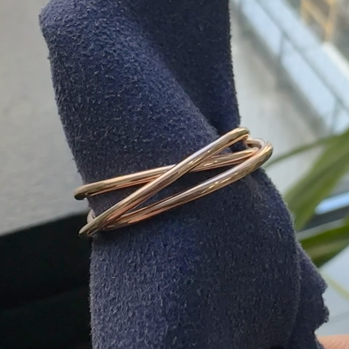 14k Rose Gold Interlocking Fidget Custom Ring, Size 7.25