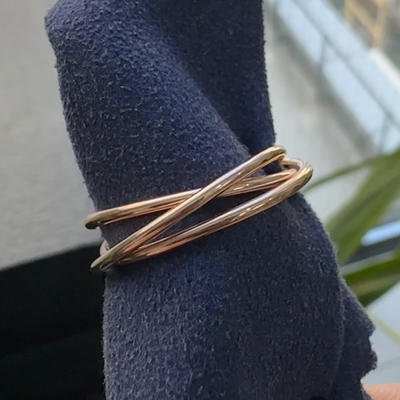14k Rose Gold Interlocking Fidget Custom Ring, Size 7.25