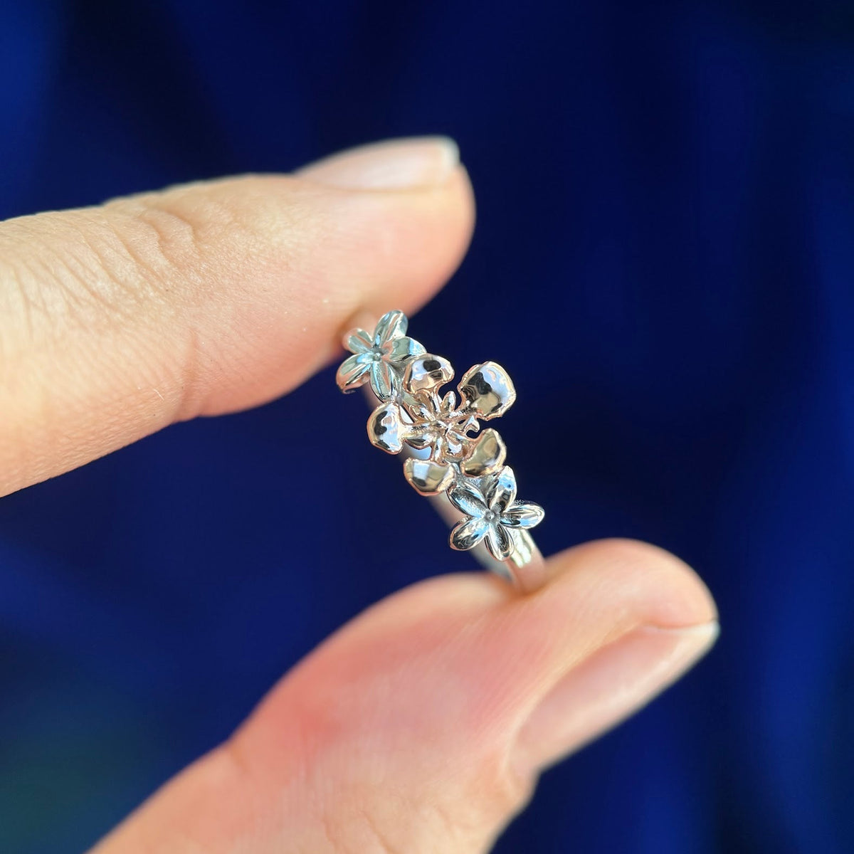 14k Rose and White Gold Gulmohar and Jasmine Custom Flowers Ring