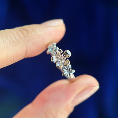 14k Rose and White Gold Gulmohar and Jasmine Custom Flowers Ring