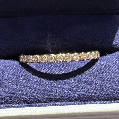 14k Yellow Gold Band and Bezel-set 1.5mm Lab Diamonds Matching Custom Band, size 9.25