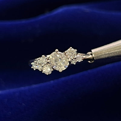 14k White Gold Oval and Round Diamonds Cluster Custom Ring