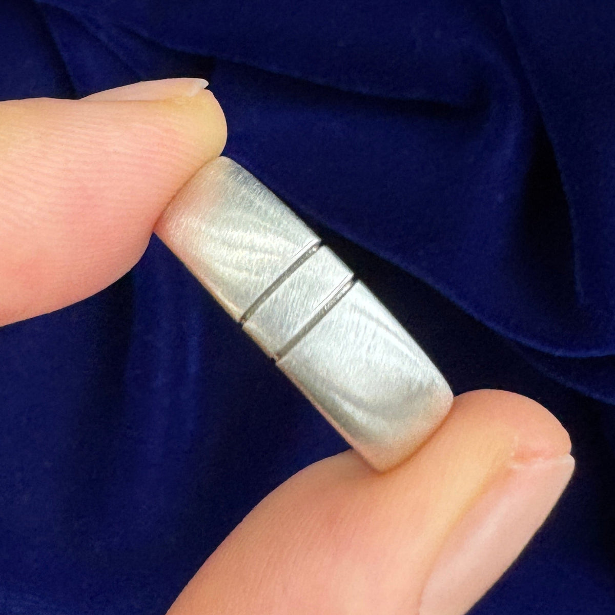 Platinum and Silver Custom Mix Custom Shape 6.5mm Band Engraved inside, size 8.5
