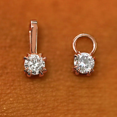 Two rose gold Diamond Charms shown in the For Chain and For Earring options
