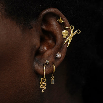 Salt and Pepper Diamond Pressure Lock Earring
