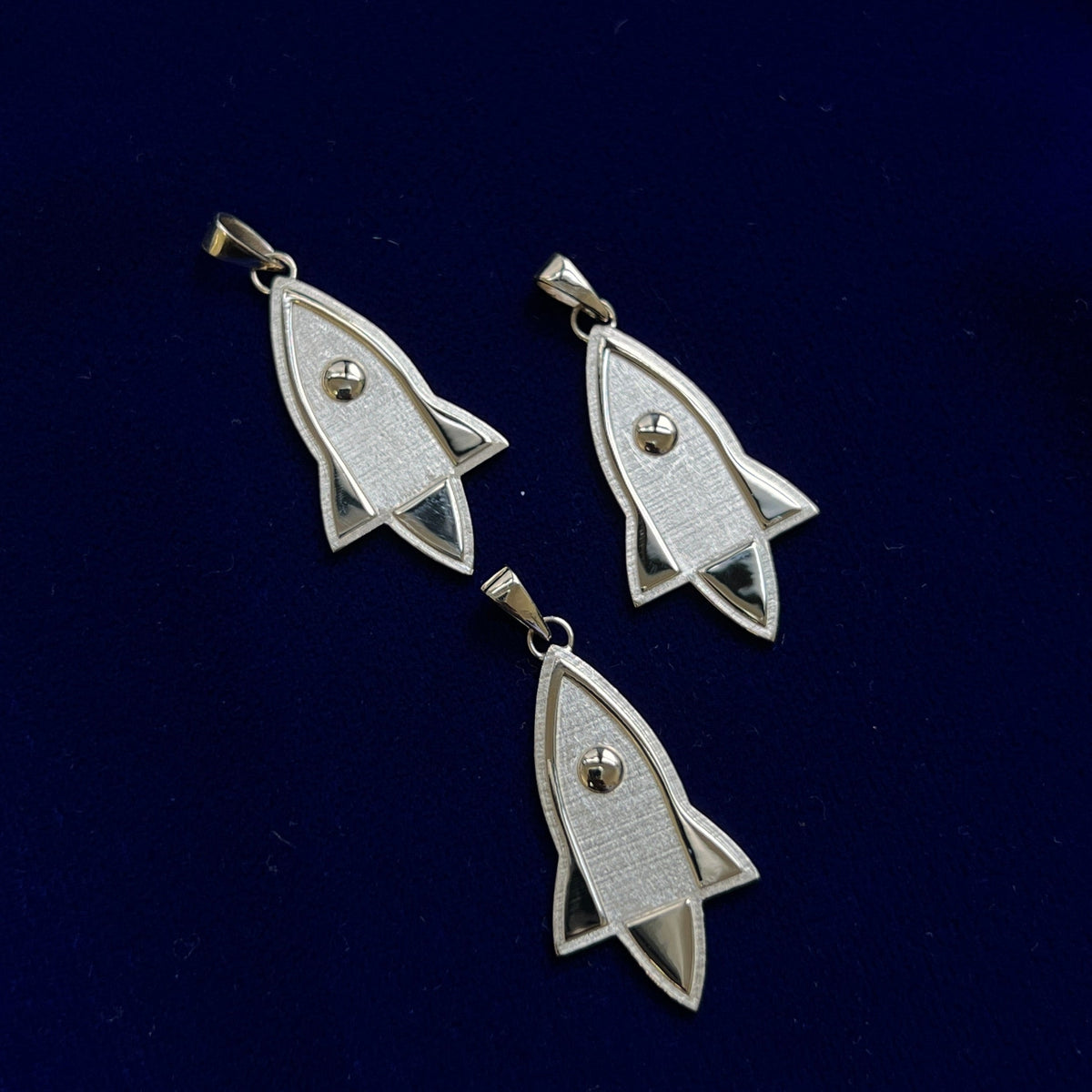 14k Yellow Gold Company Logo Spaceship Custom Charm Pendant