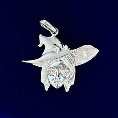 14k White Gold Witch Character Face Custom 16mm Tall Charm