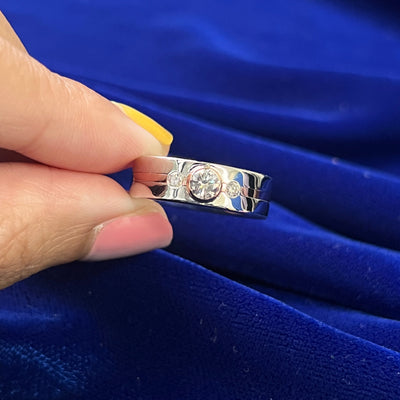 14k White and Rose Gold Diamonds 3-stone Wide Inlay Band Custom Ring