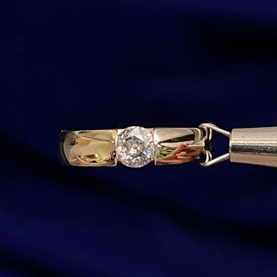14k Yellow Gold Round Salt and Pepper Diamond Floating Set on 4mm Mirror Curvy Band Custom Ring